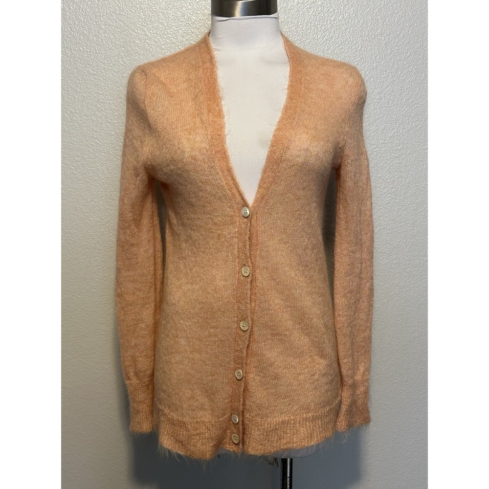 J CREW Sweater Peach Coral Kid Mohair Boyfriend Cardigan Lightweight B5228 Sz XS